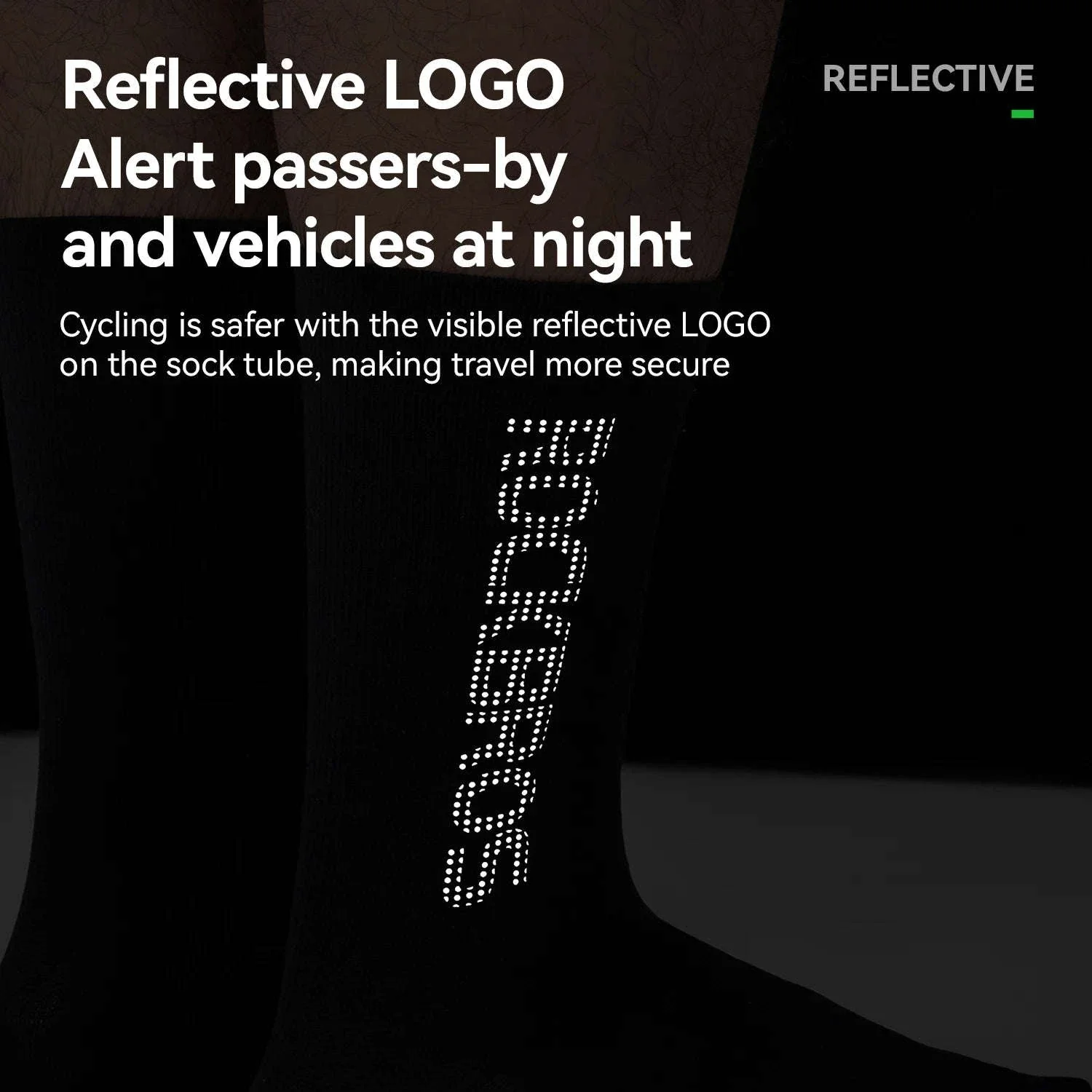 Cycling Socks Breathable Antibacterial Reflective 2 Pairs - Image 3