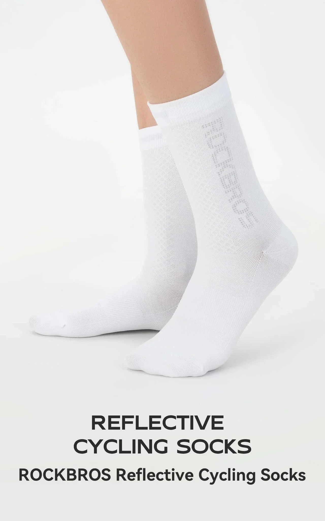 Cycling Socks Breathable Antibacterial Reflective 2 Pairs - Image 7
