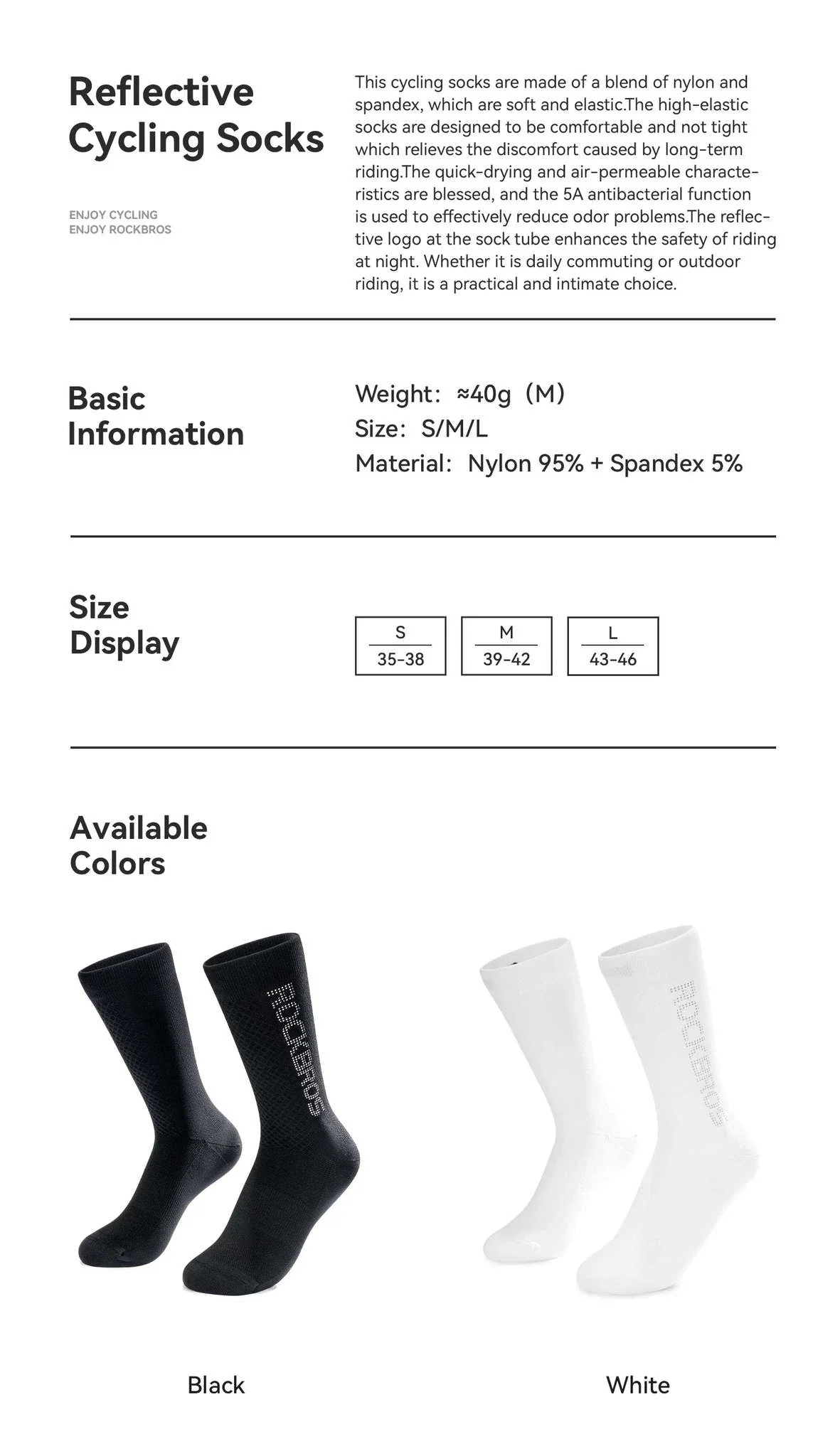 Cycling Socks Breathable Antibacterial Reflective 2 Pairs - Image 8