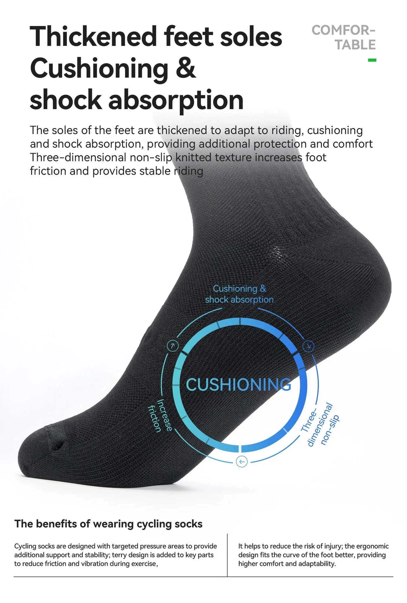 Quick-Drying Cycling Socks Breathable Knee-High Sport Socks 2 Pairs - Image 11