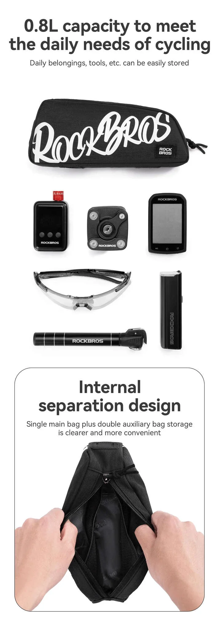 Bike Top Tube Bag 0.8L Rainproof Frame Pack - Image 11