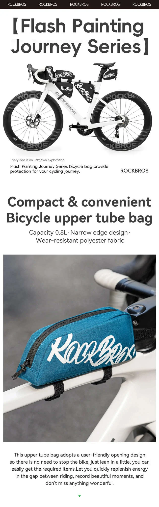 Bike Top Tube Bag 0.8L Rainproof Frame Pack - Image 7