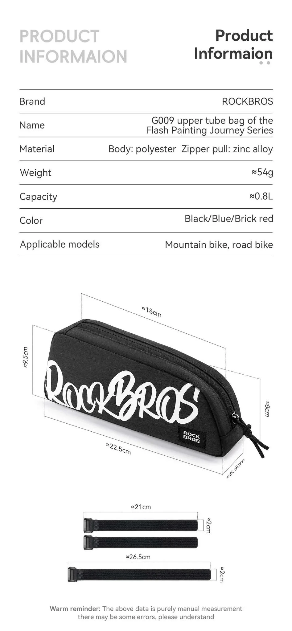 Bike Top Tube Bag 0.8L Rainproof Frame Pack - Image 8