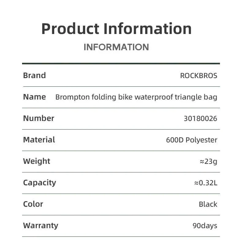Waterproof Folding Bike Triangle Bag for Brompton, 0.32L - Image 8