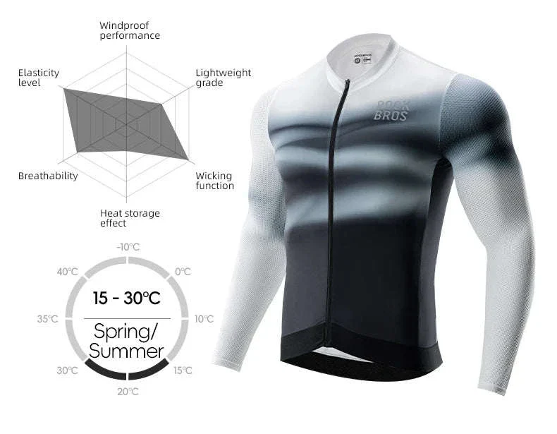 Men’s Long Sleeve Cycling Jersey Slim Fit Full Zip Bike Shirt - Image 9