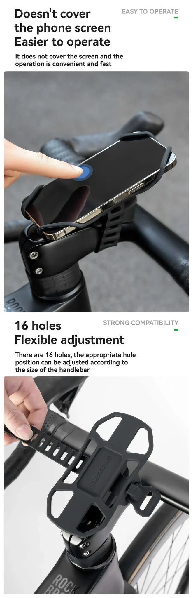 Bicycle Phone Mount Silicone Quick Release Handlebar Holder - Image 12
