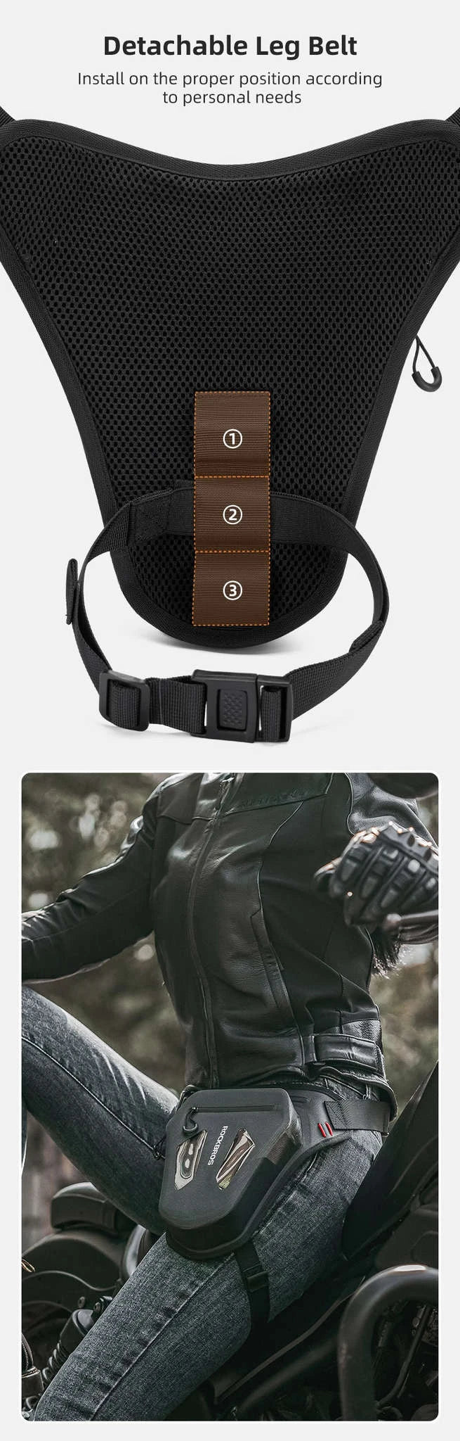 Motorcycle Reflective Leg Bag Adjustable Waist & Crossbody Pack - Image 12