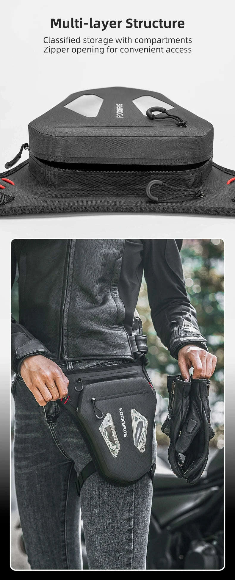 Motorcycle Reflective Leg Bag Adjustable Waist & Crossbody Pack - Image 13