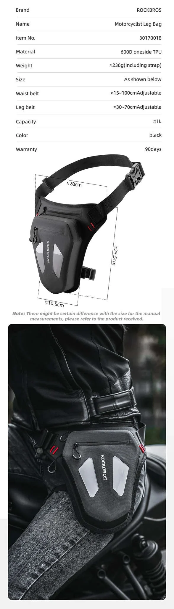 Motorcycle Reflective Leg Bag Adjustable Waist & Crossbody Pack - Image 8