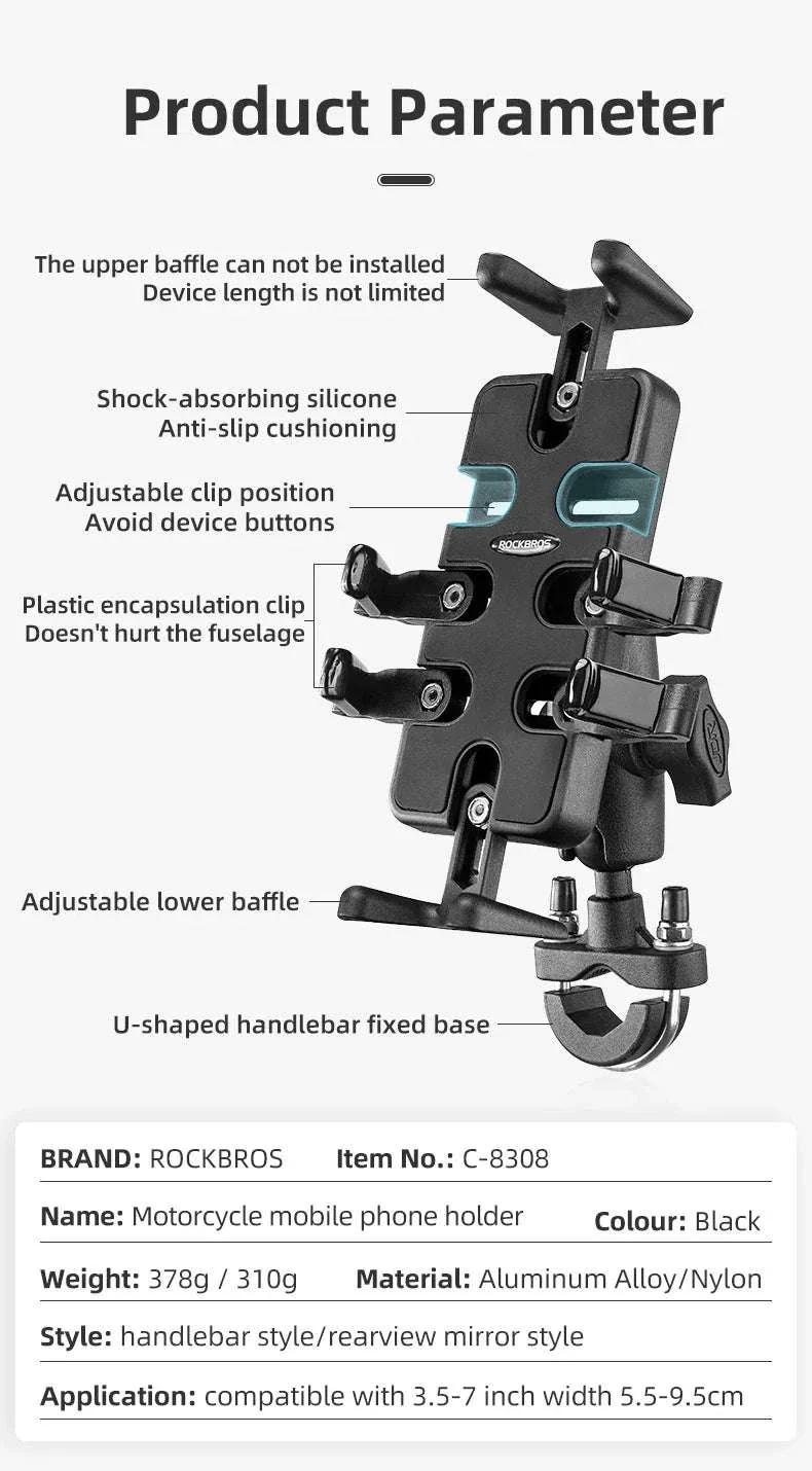 Motorcycle Phone Holder with Shock Absorption - Image 9