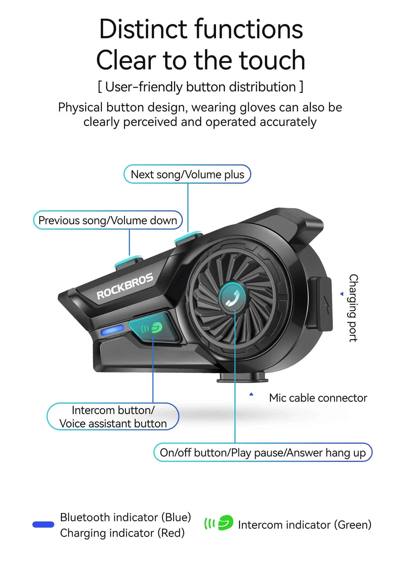 Motorcycle Helmet Bluetooth Headset with Intercom & Voice Control - Image 9