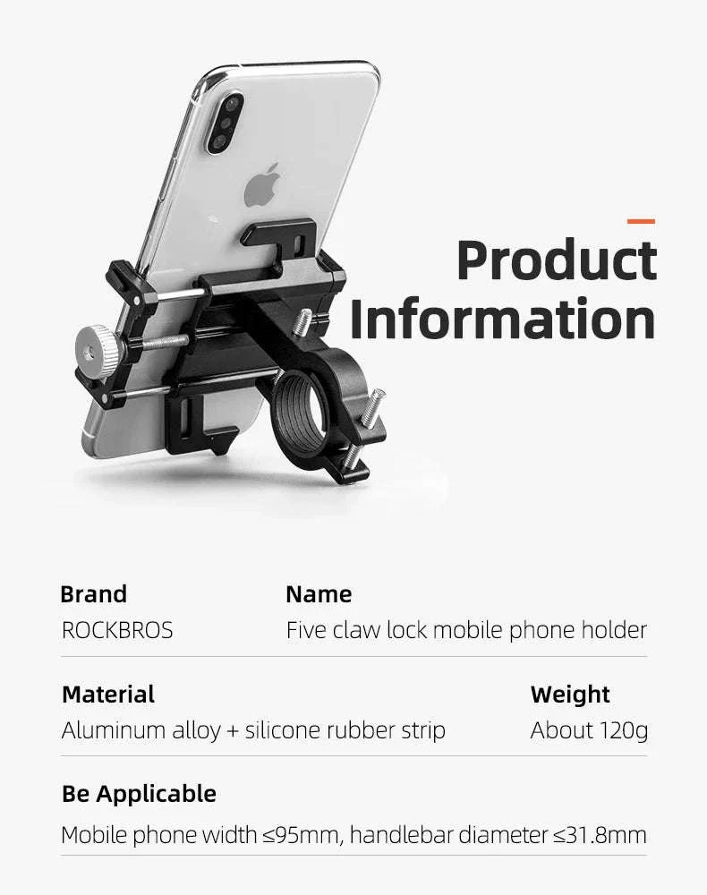 Aluminum Motorcycle Phone Mount with Secure 5-Claw Grip - Image 8
