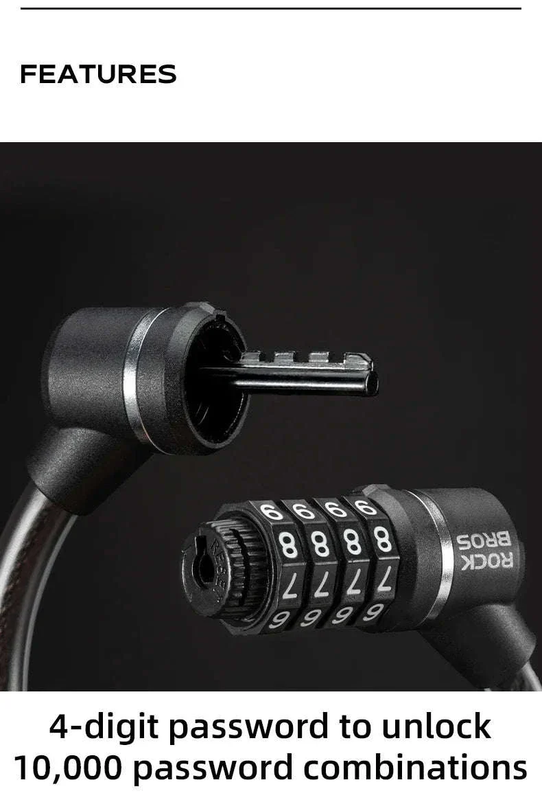 4-Digit Steel Cable Bicycle Lock, 29cm - Image 10