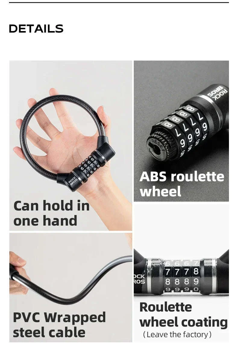 4-Digit Steel Cable Bicycle Lock, 29cm - Image 15