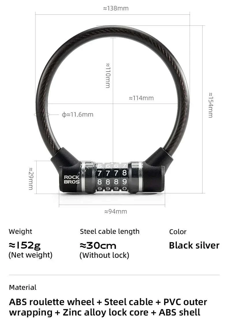 4-Digit Steel Cable Bicycle Lock, 29cm - Image 9