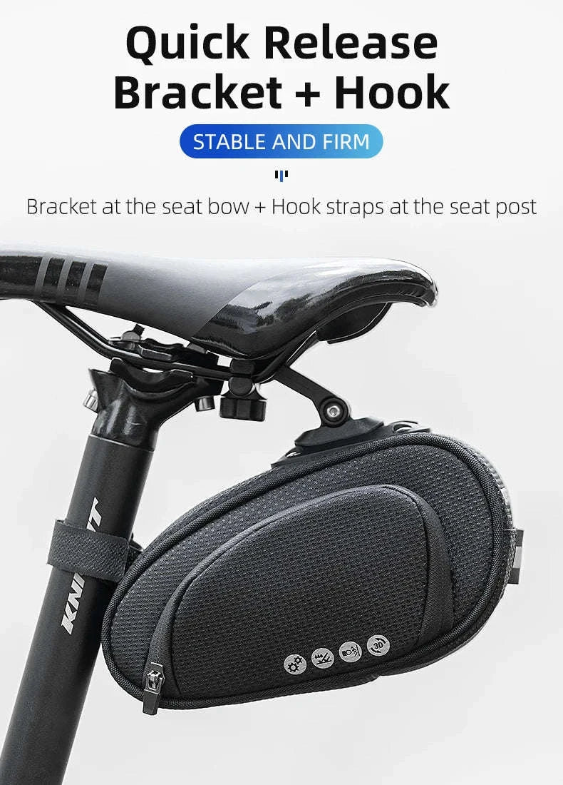 Rainproof Bike Saddle Bag with Quick Release and 1L Storage - Image 13