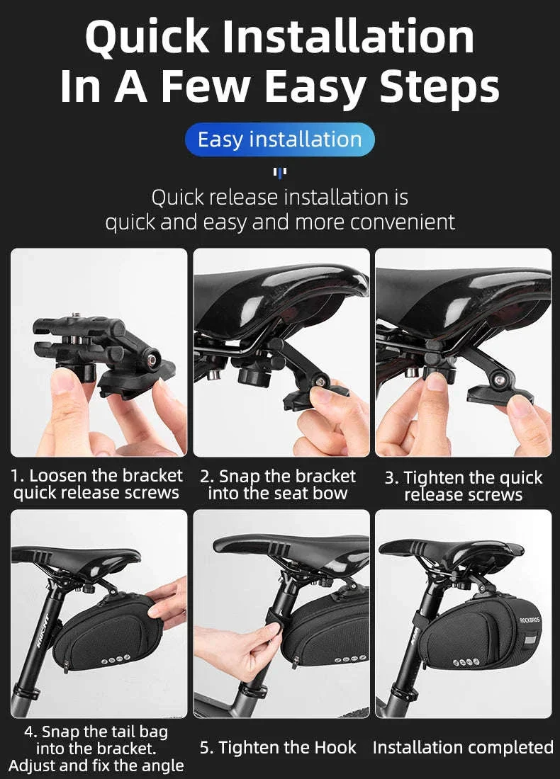 Rainproof Bike Saddle Bag with Quick Release and 1L Storage - Image 17