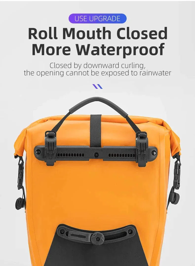 Waterproof 25L Bike Rack Bag with Roll Top & Storage Pockets - Image 10