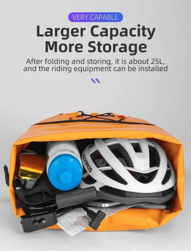 Waterproof 25L Bike Rack Bag with Roll Top & Storage Pockets - Image 14