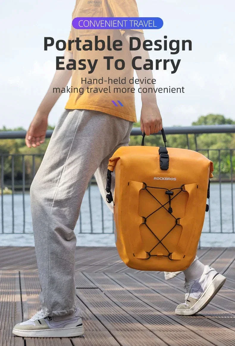 Waterproof 25L Bike Rack Bag with Roll Top & Storage Pockets - Image 16