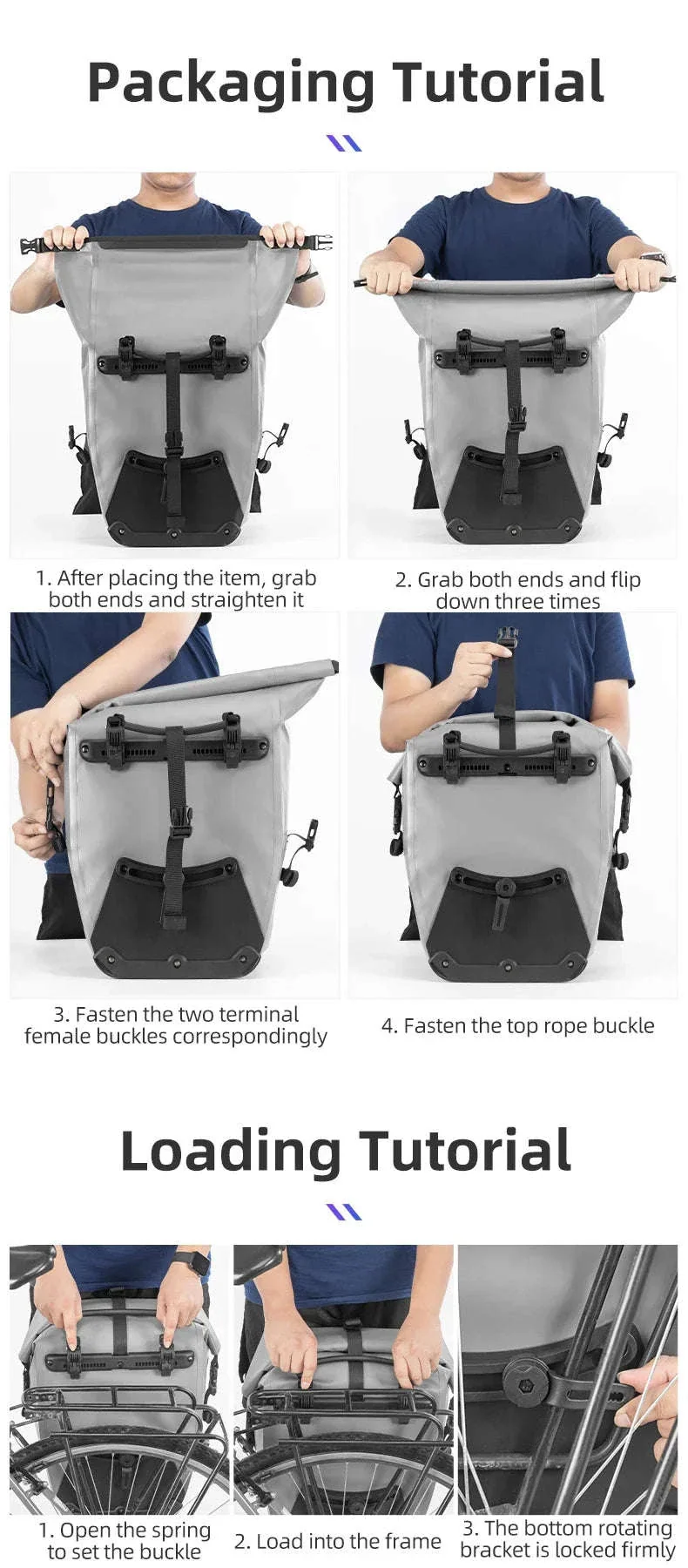 Waterproof 25L Bike Rack Bag with Roll Top & Storage Pockets - Image 20