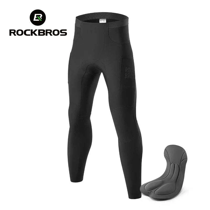 Men’s Winter Cycling Pants Windproof Fleece Trousers with Cushion