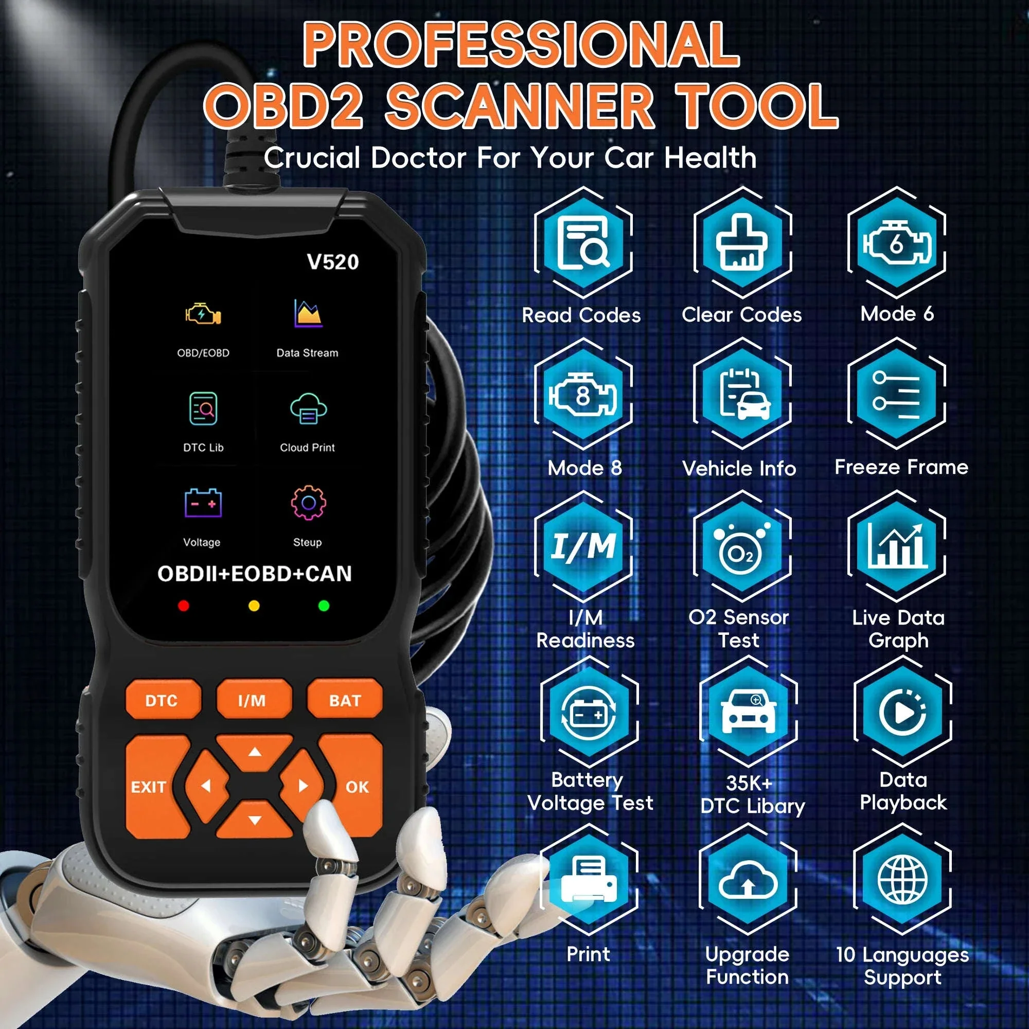 OBD2 Scanner Diagnostic Tool Check Engine Code Reader - Image 3