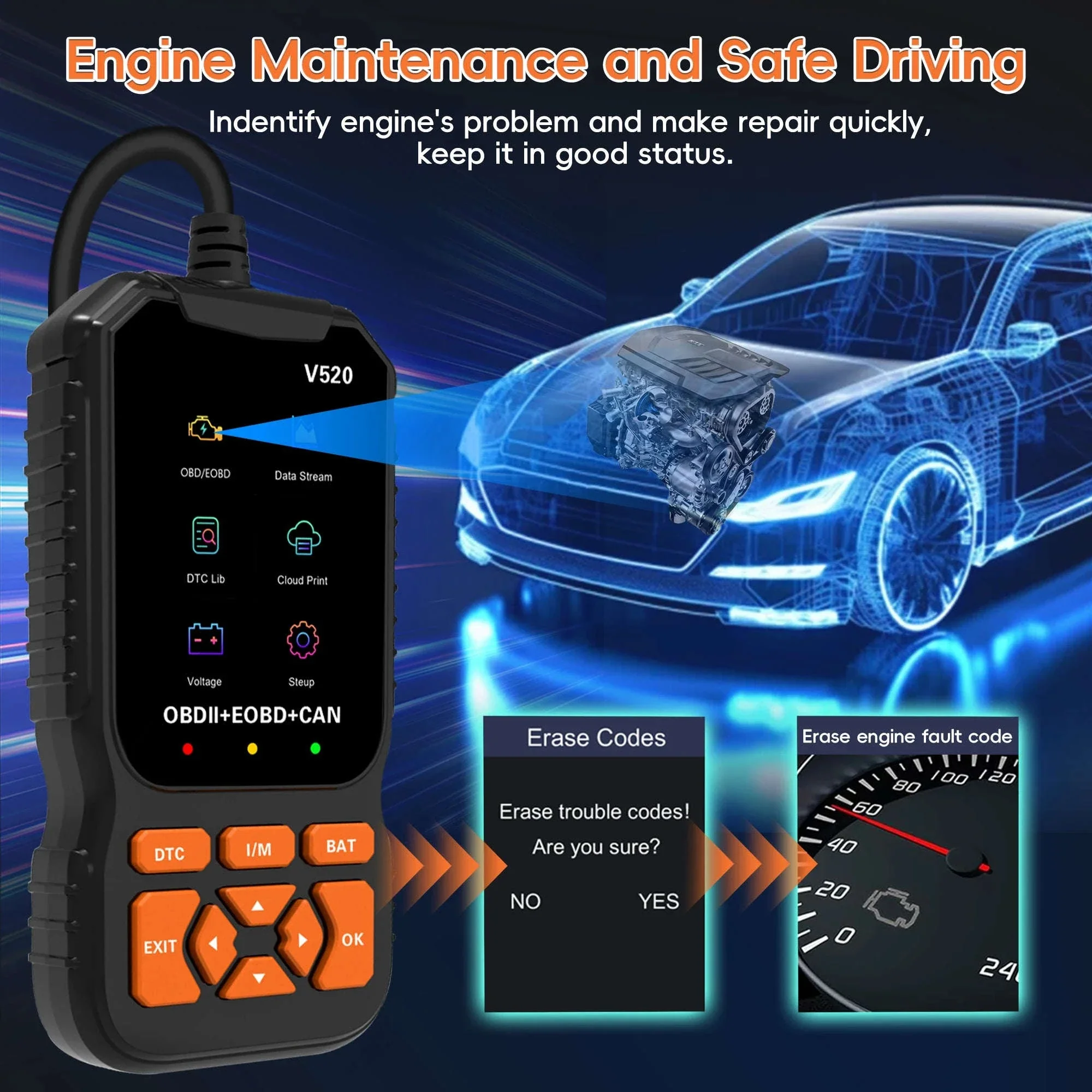 OBD2 Scanner Diagnostic Tool Check Engine Code Reader - Image 9