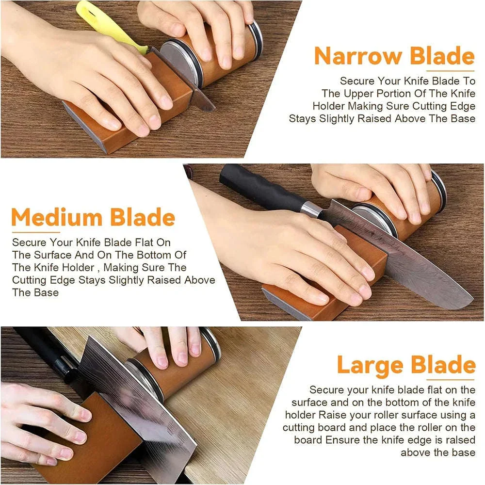 Rolling Knife Sharpener with Dual Angle Guide and Diamond Stones - Image 5