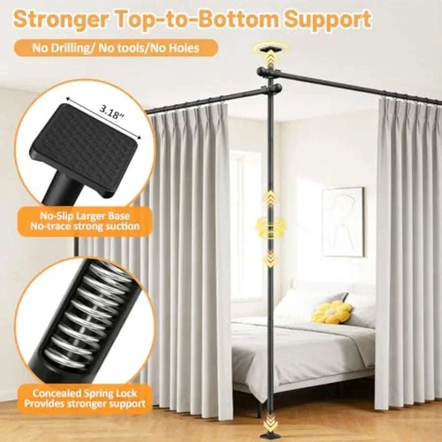 Adjustable Room Divider Curtain Rod for Privacy 10–11ft Height - Image 10