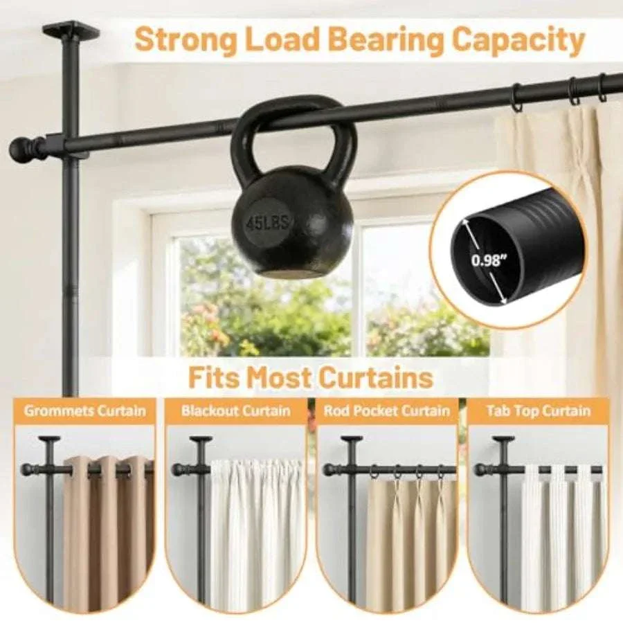Adjustable Room Divider Curtain Rod for Privacy 10–11ft Height - Image 9