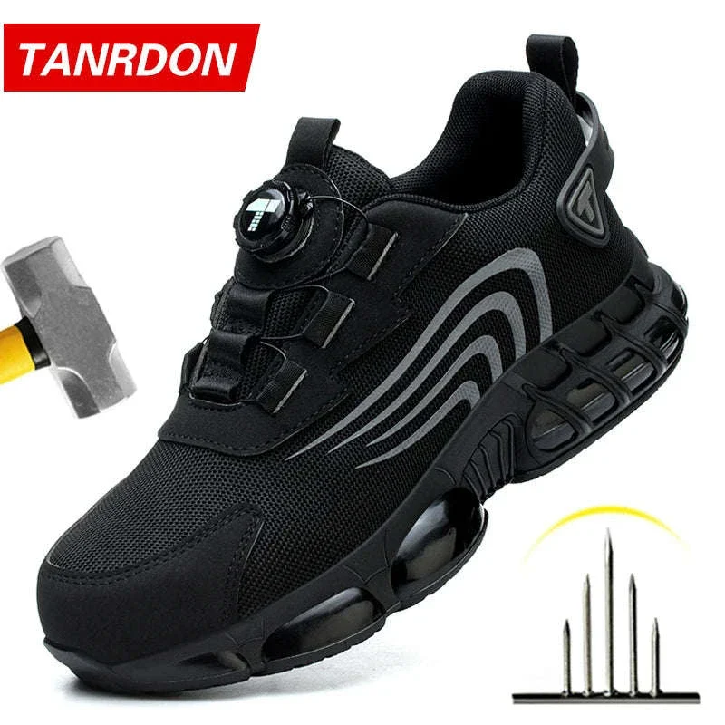 Rotary Button Anti-Impact Work Shoes for Men