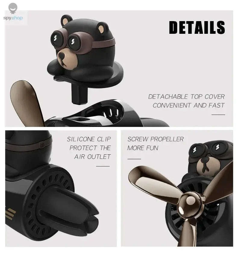 Rotating Pilot Bear Car Air Freshener with Ocean Scent - Image 14