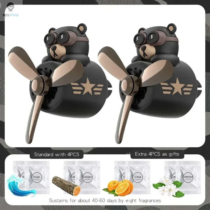 Rotating Pilot Bear Car Air Freshener with Ocean Scent - Image 21