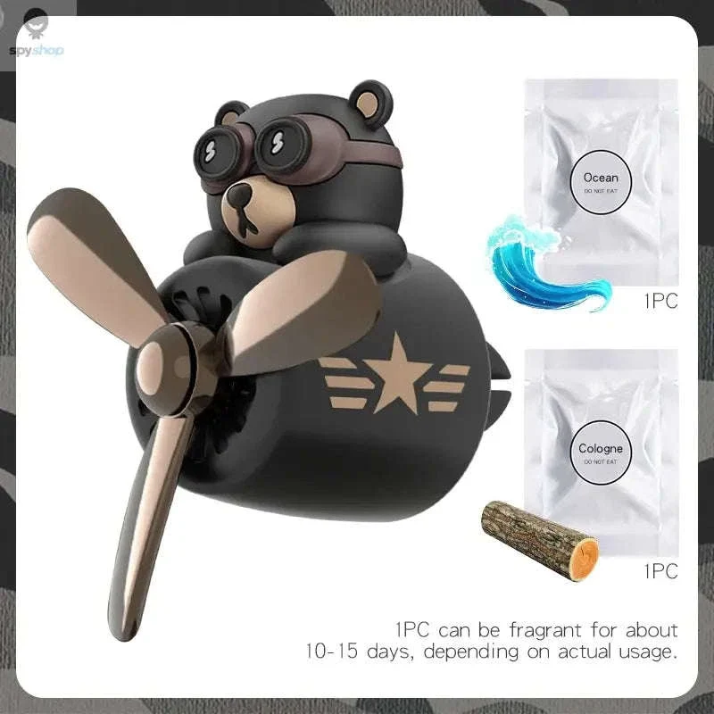 Rotating Pilot Bear Car Air Freshener with Ocean Scent - Image 22