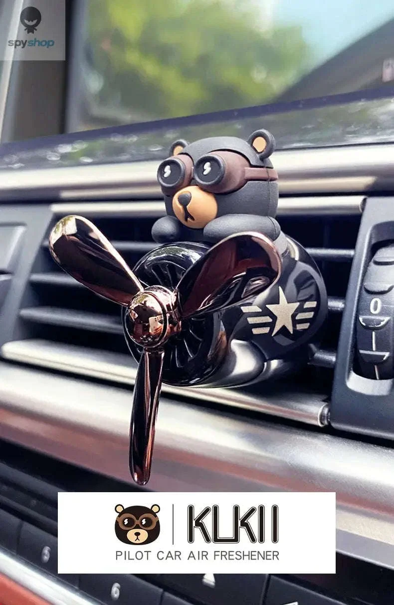Rotating Pilot Bear Car Air Freshener with Ocean Scent - Image 7