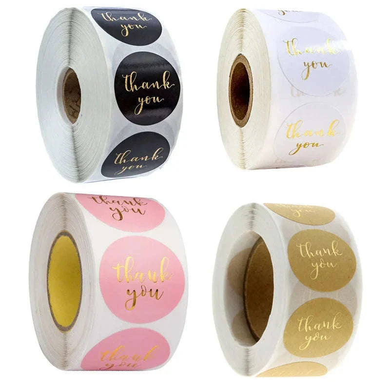 Round Kraft Thank You Stickers, 500pcs Natural Paper Labels