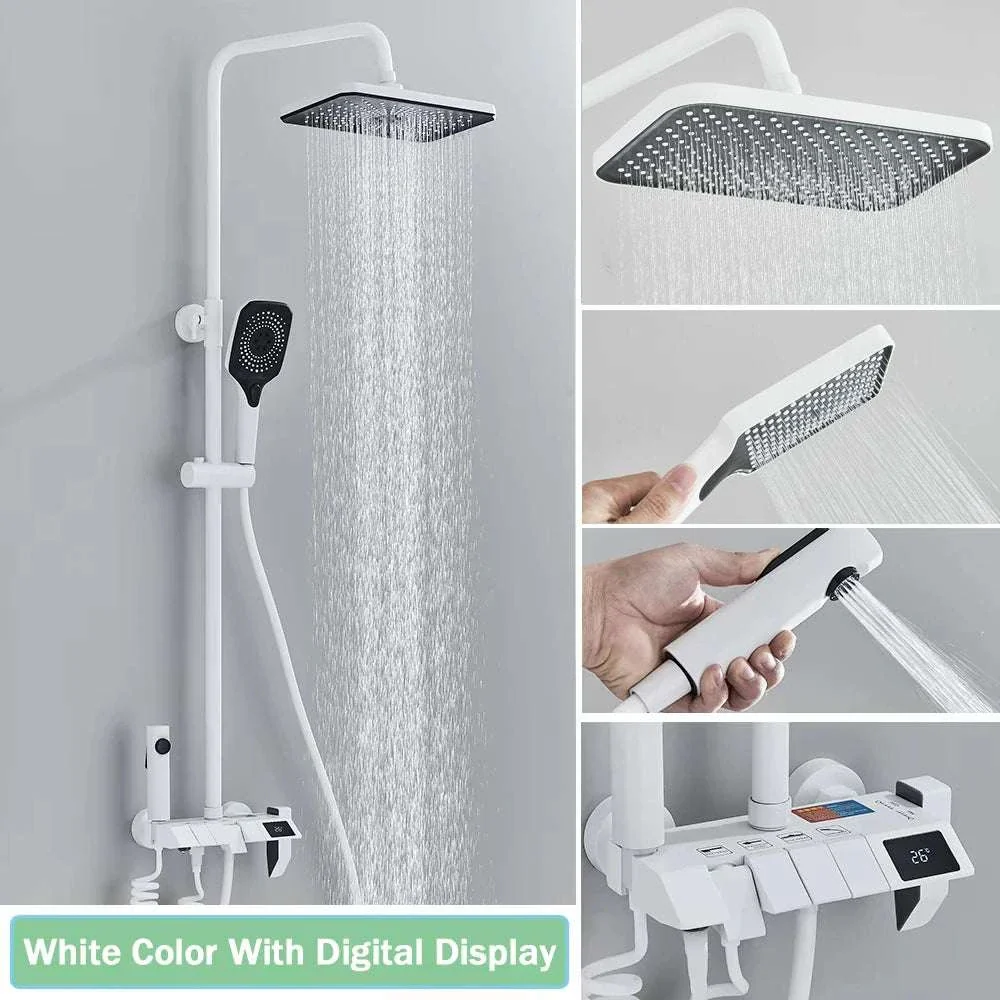 Digital Display Rainfall Shower System with Bidet & Tub Spout - Image 17
