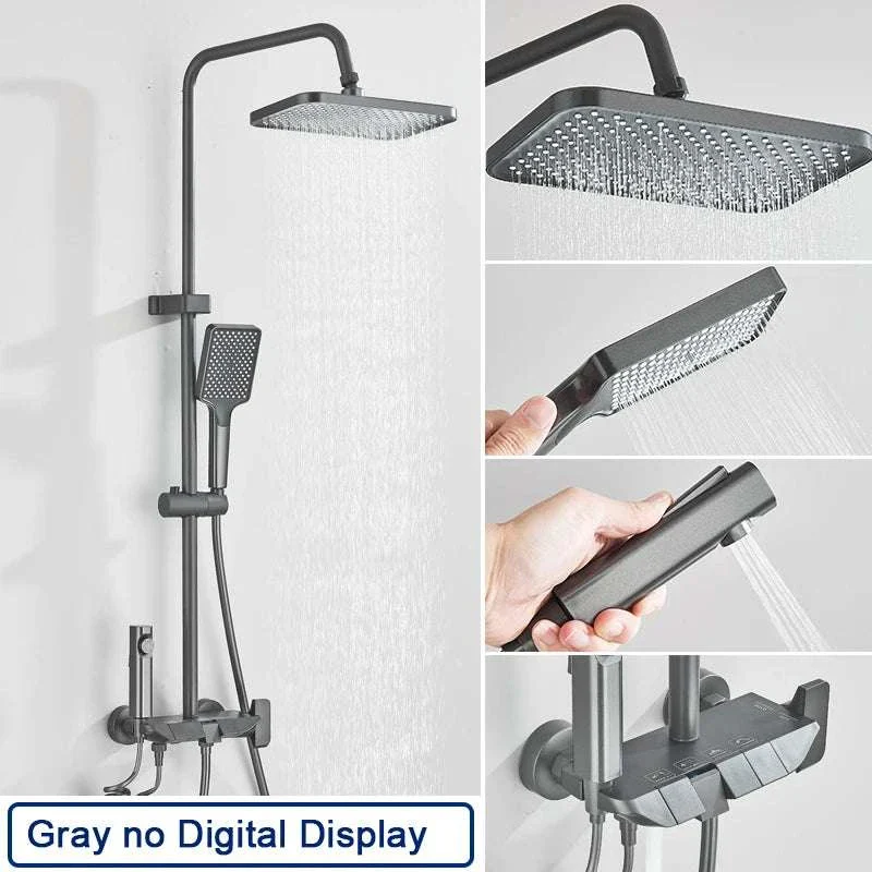 Digital Display Rainfall Shower System with Bidet & Tub Spout - Image 19