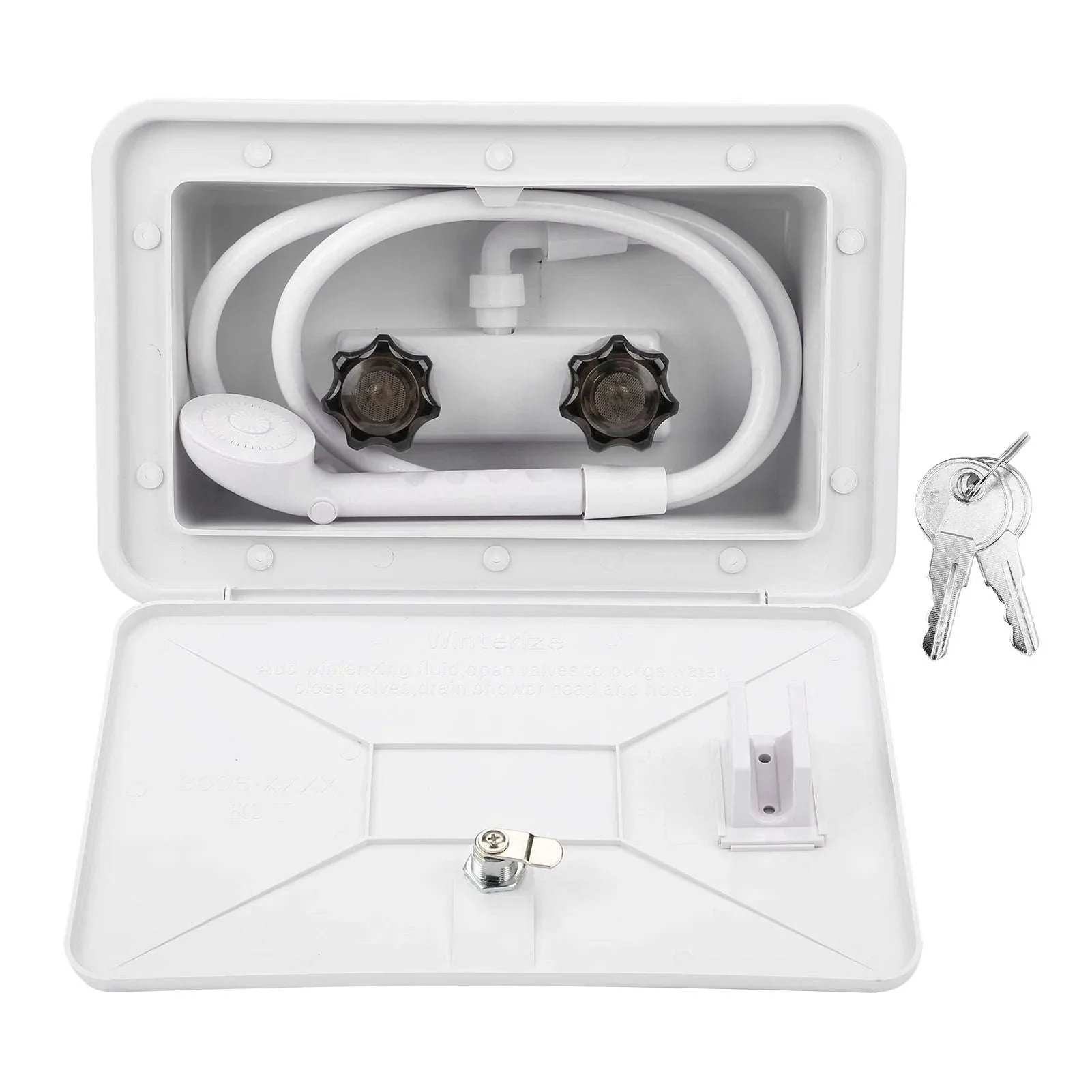 RV Exterior Shower Box Kit with Lock for Boat Camper Motorhome