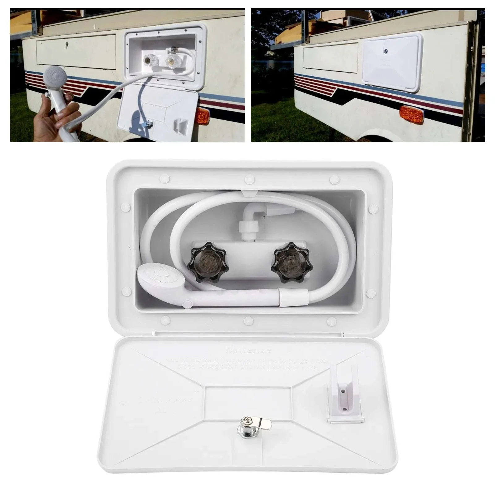 RV Exterior Shower Box Kit with Lock for Boat Camper Motorhome - Image 2