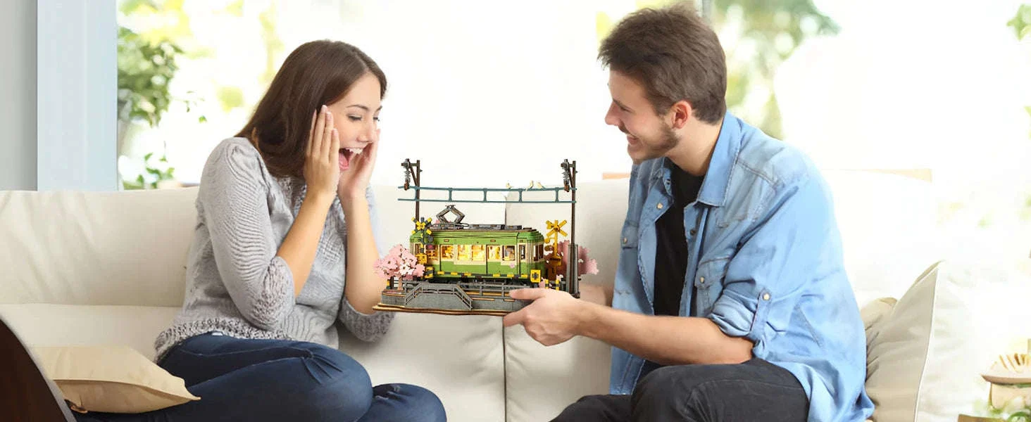 Sakura Journey 3D Puzzle Tram Model with LED Light - Image 12