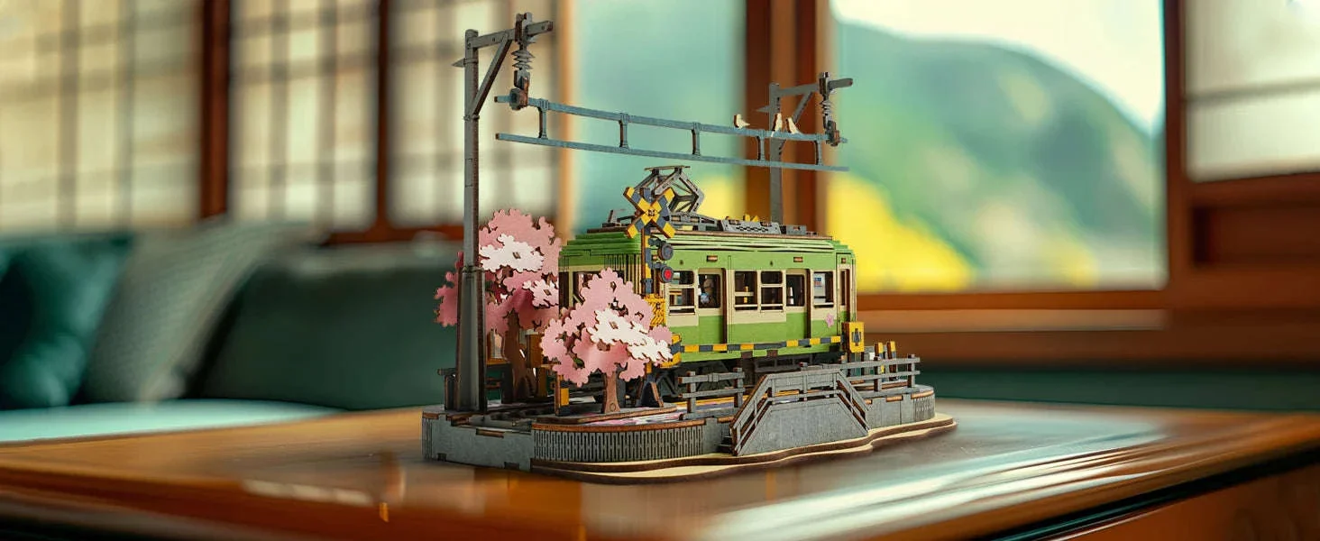 Sakura Journey 3D Puzzle Tram Model with LED Light - Image 13