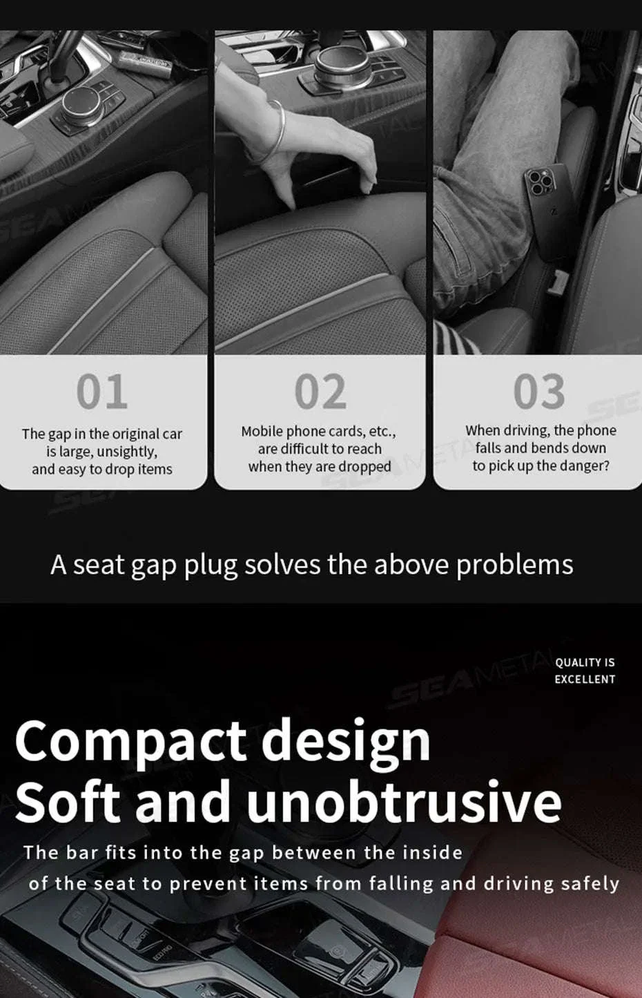 2-Piece Car Seat Gap Filler Organizer with Storage Slot - Image 9