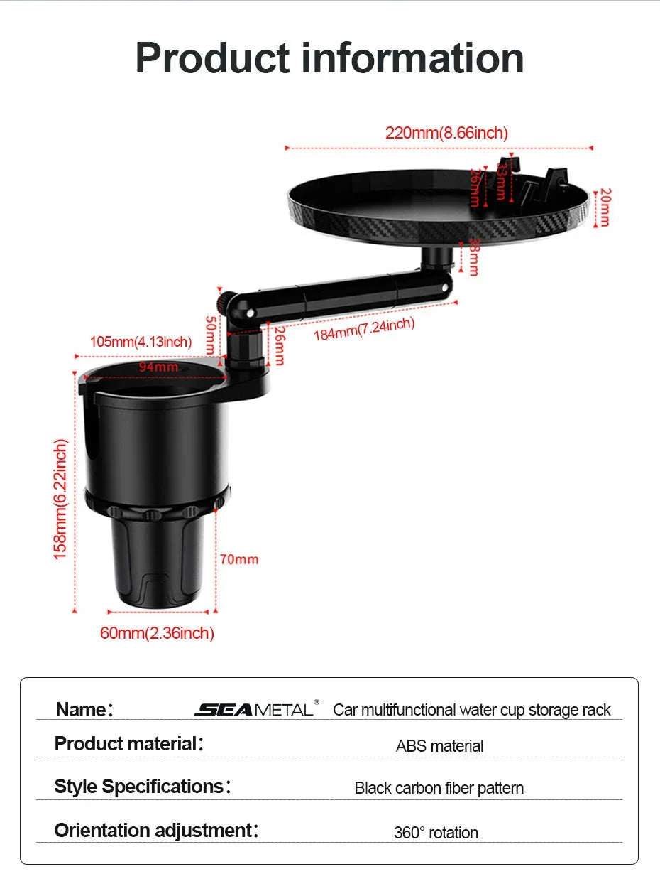 3 in 1 Car Cup Holder Extender with Tray - Image 18