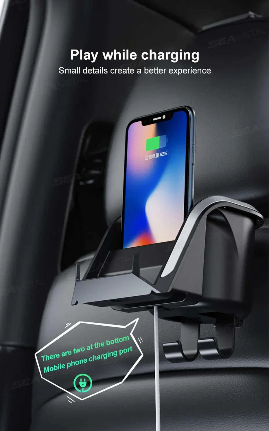 3 in 1 Car Headrest Cup Holder with Phone Mount and Hook - Image 16