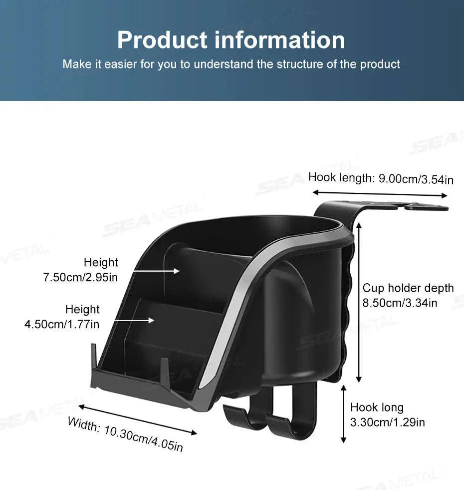 3 in 1 Car Headrest Cup Holder with Phone Mount and Hook - Image 17