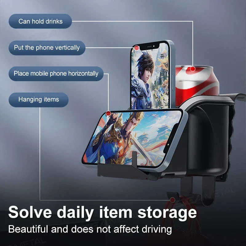 3 in 1 Car Headrest Cup Holder with Phone Mount and Hook - Image 3