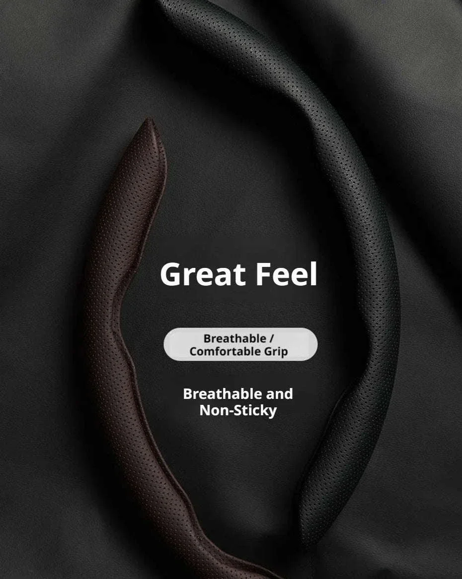 Universal Car Steering Wheel Cover 3-Piece Premium Leather Ultra-Slim Non-Slip - Image 9