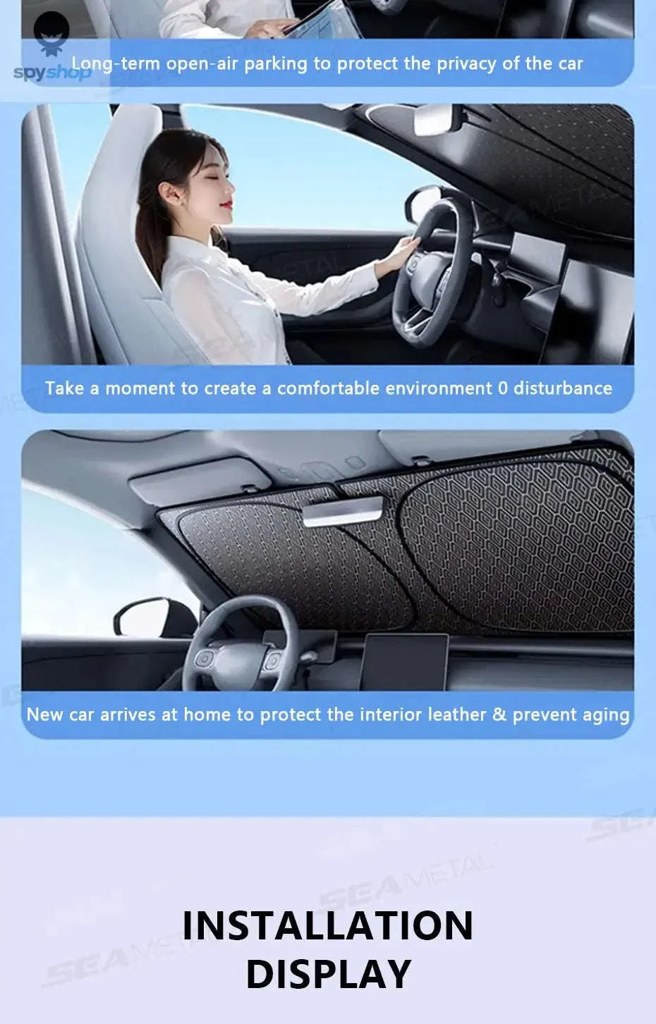 Car Windshield Sun Shade Umbrella for UV Protection and Heat Reduction - Image 16